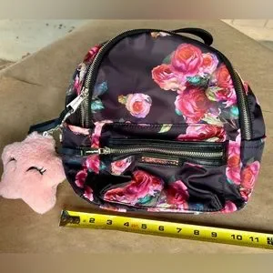Juicy Couture Mini Backpack in Black Pink and Green Rose Floral Print JUICY COUTURE Malibu Rose Mini Backpack Pink/Black Floral  main image 3